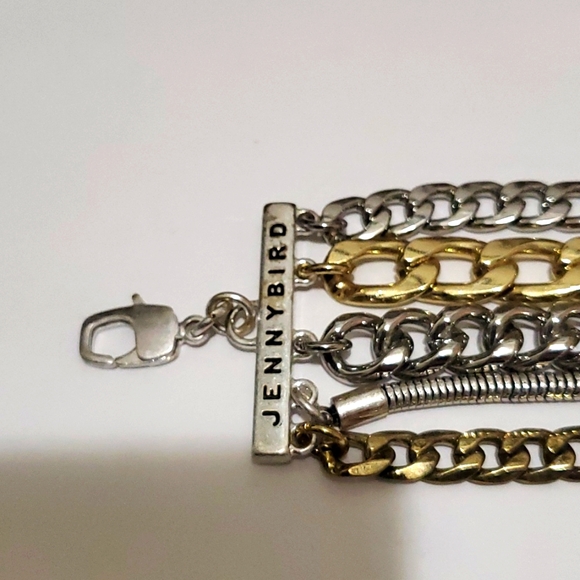 Jenny Bird Austin Cuff 5 Chain Link Stran Gold Silver Bracelet - Picture 1 of 7
